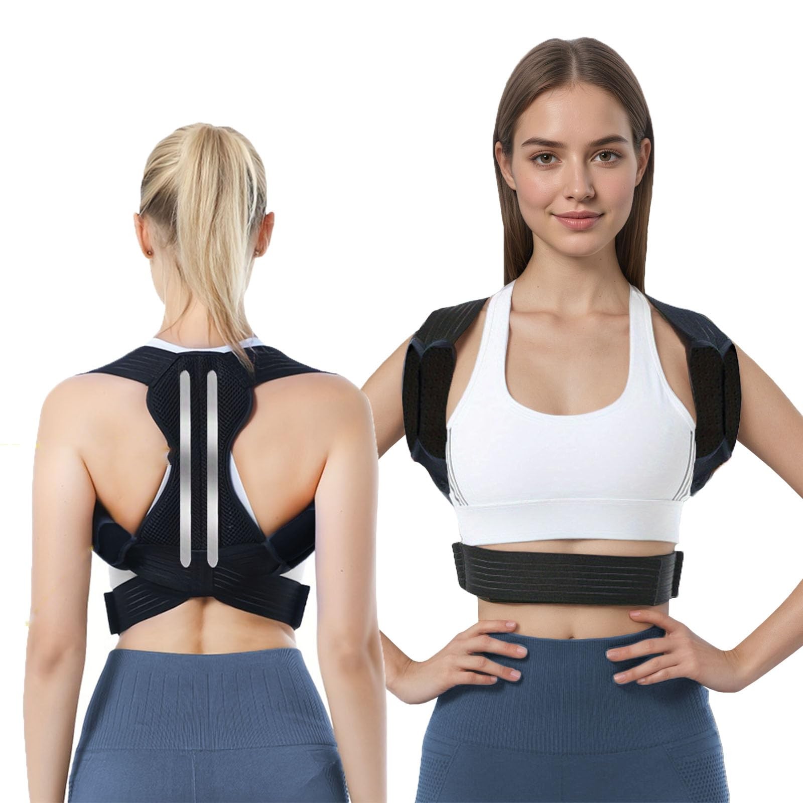 Avaneeny Posture Corrector for Women & Men, Adjustable Back Large, Black