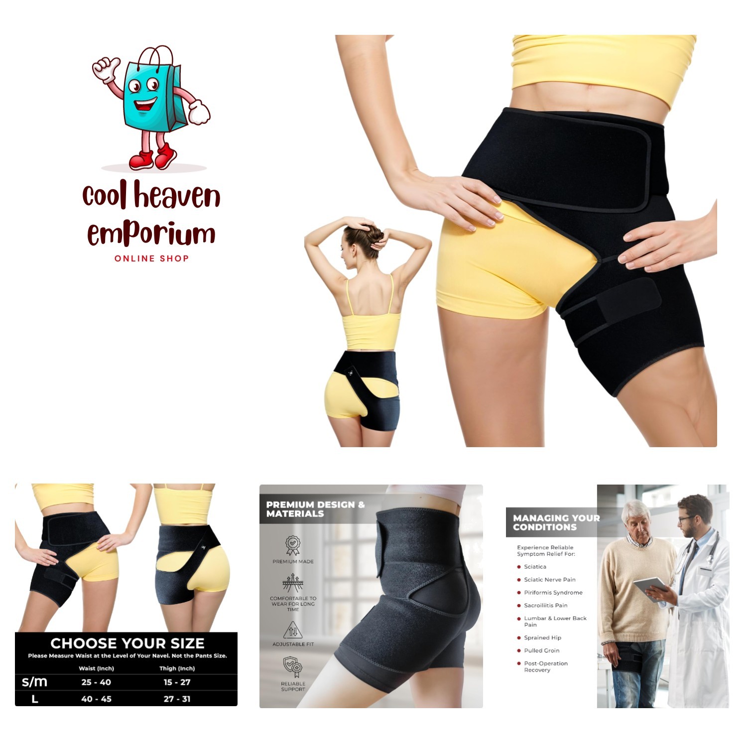 Ortho Wrap Hip Brace Left Leg – Adjustable Compression Support for Sciatica, …