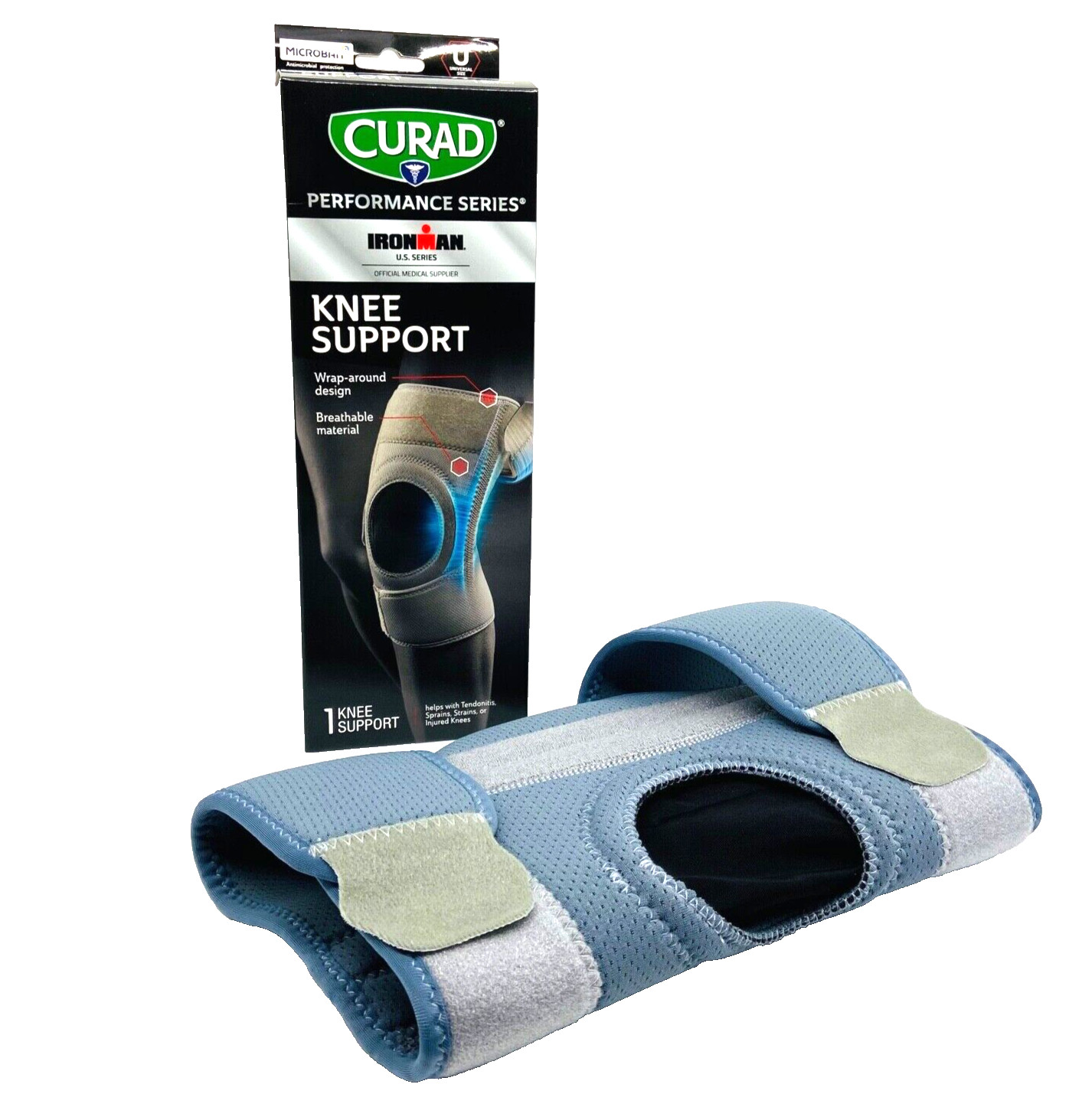 Curad Knee Support Performance Series Brace Wrap Around Universal Size Unisex