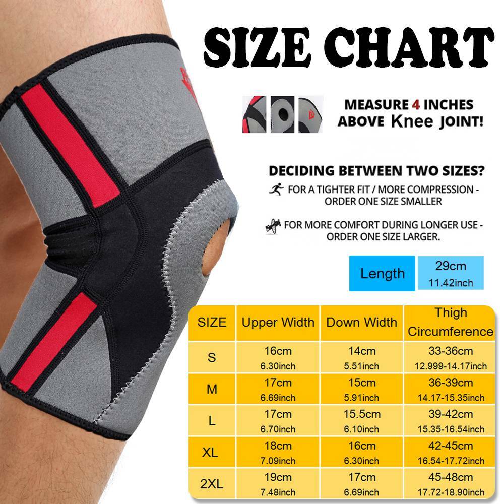Knee Sleeve Compression Brace Support Meniscus Sport Joint Pain Arthritis Relief