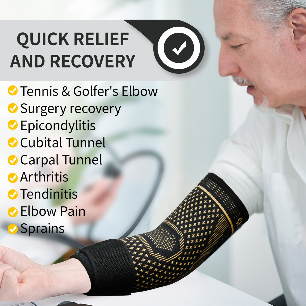CFR Tennis Elbow Brace Support Arthritis Tendonitis Golfer Arm Joint Pain Copper