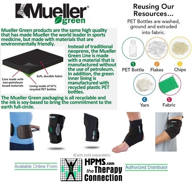 Mueller Adjustable Ankle Support Green Line # 86511 One Size Fits Most
