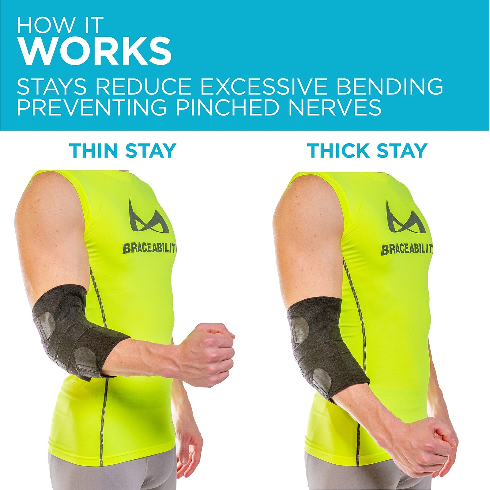 BraceAbility Cubital Tunnel Syndrome Brace – Ulnar Nerve One Size, Black