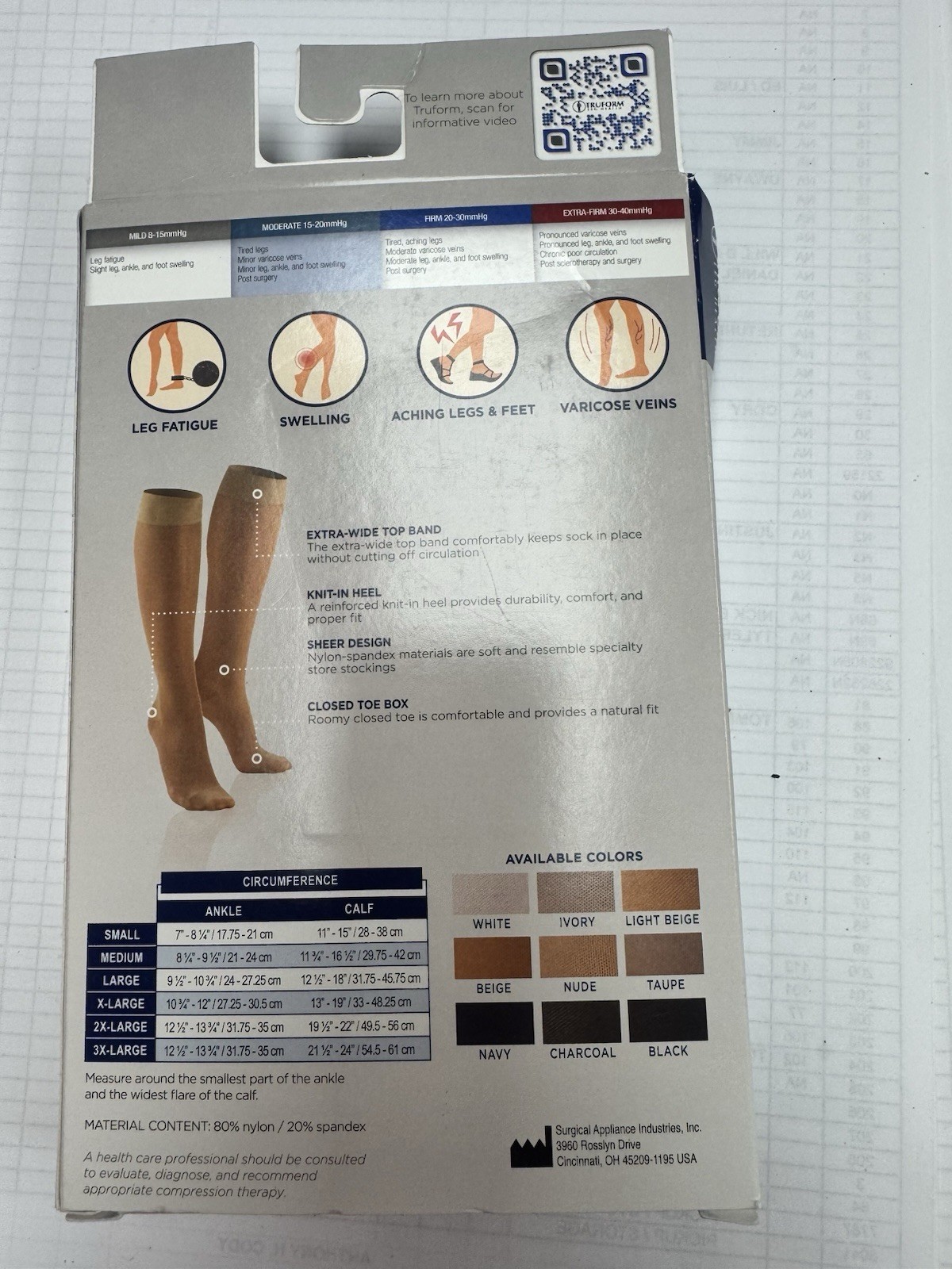Truform Lites Ladies’ Sheer Knee Highs Compression Stockings White 15-20 mmHg