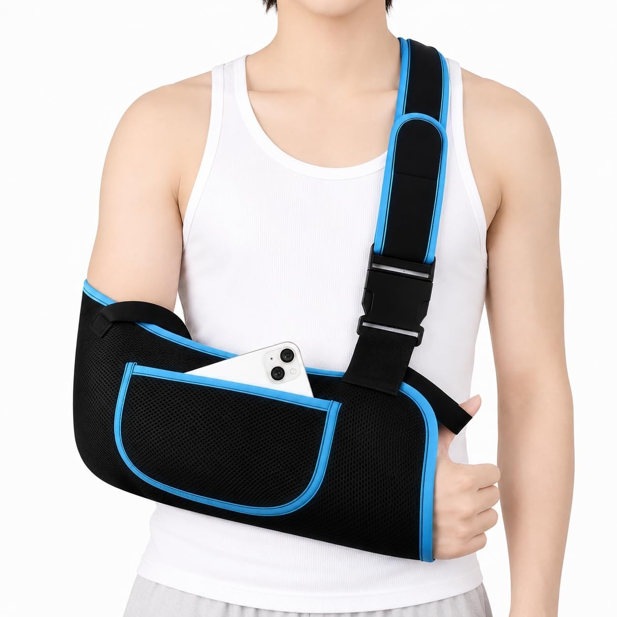 Adjustable Arm Sling Shoulder Immobilizer for Elbow & Wrist Injury Recovery, Com