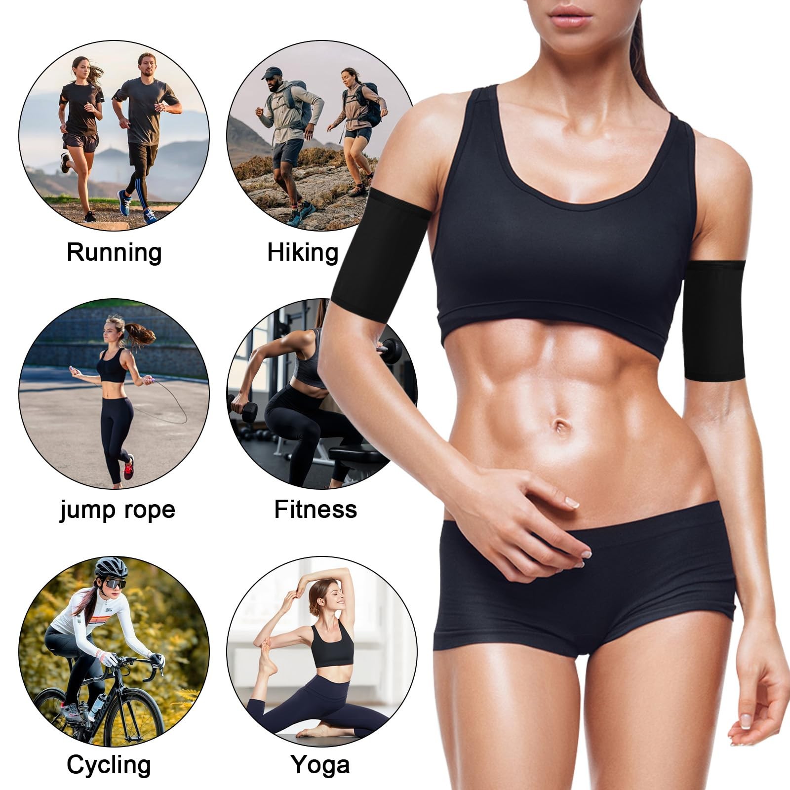 2 pcs Women’s Arm Trimmers Slimming Arms Sleeves Sport Arm Shapers Sweat Band…