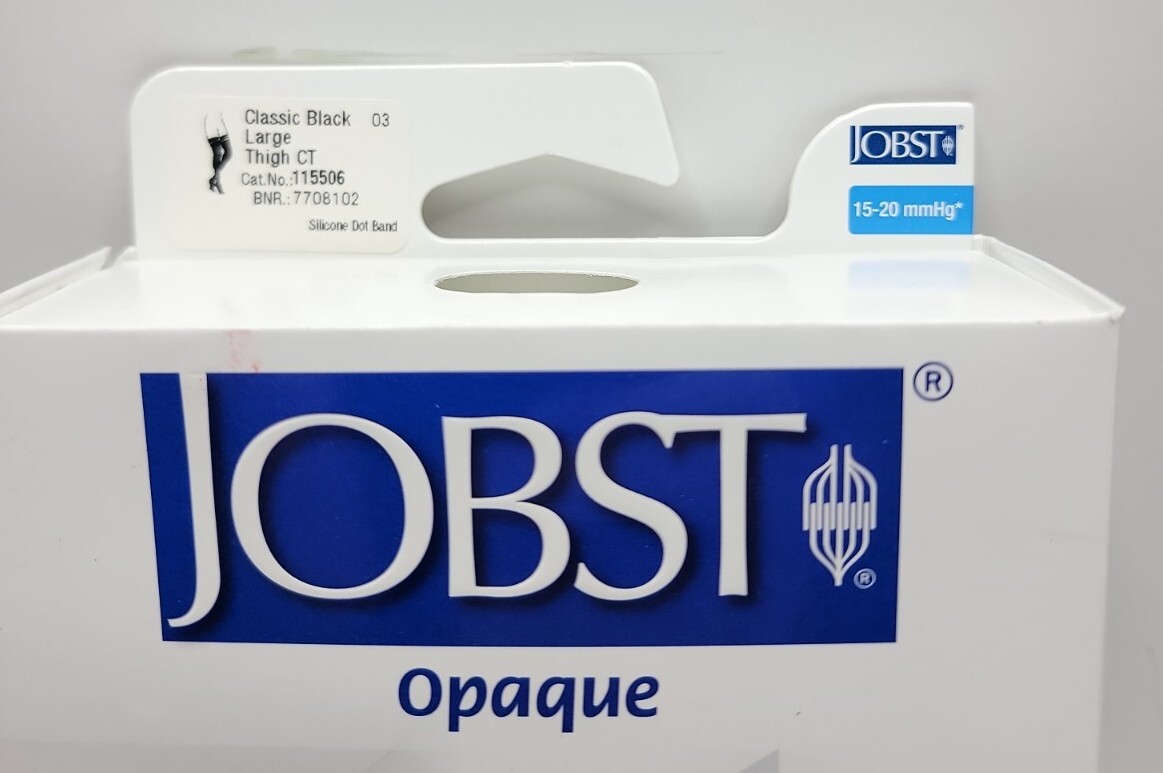 JOBST Women’s Opaque Thigh High Dot 15-20 mmHg Closed Toe – Black