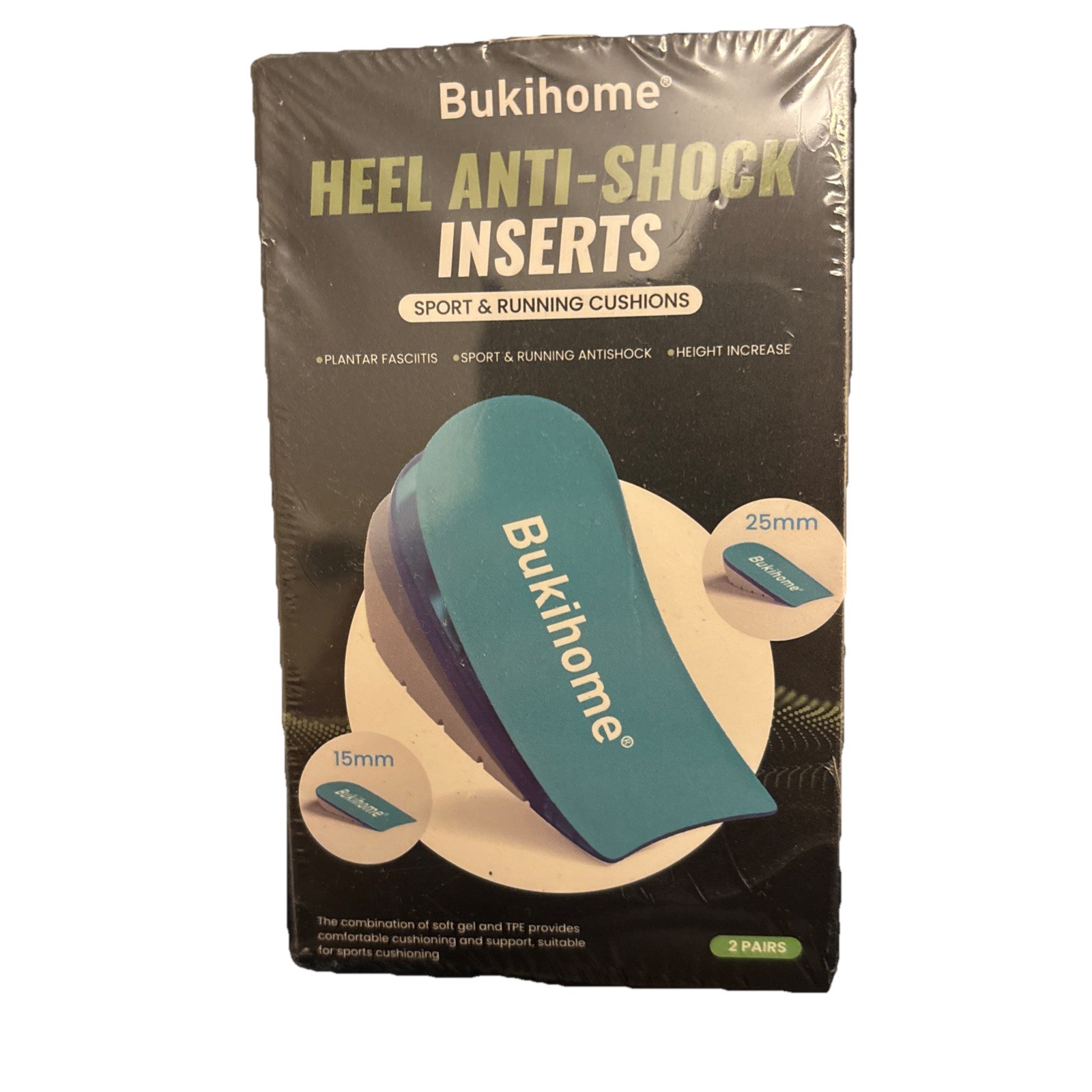 Bukihome Orthopedic Adjustable Heel Lift Anti Shock Inserts