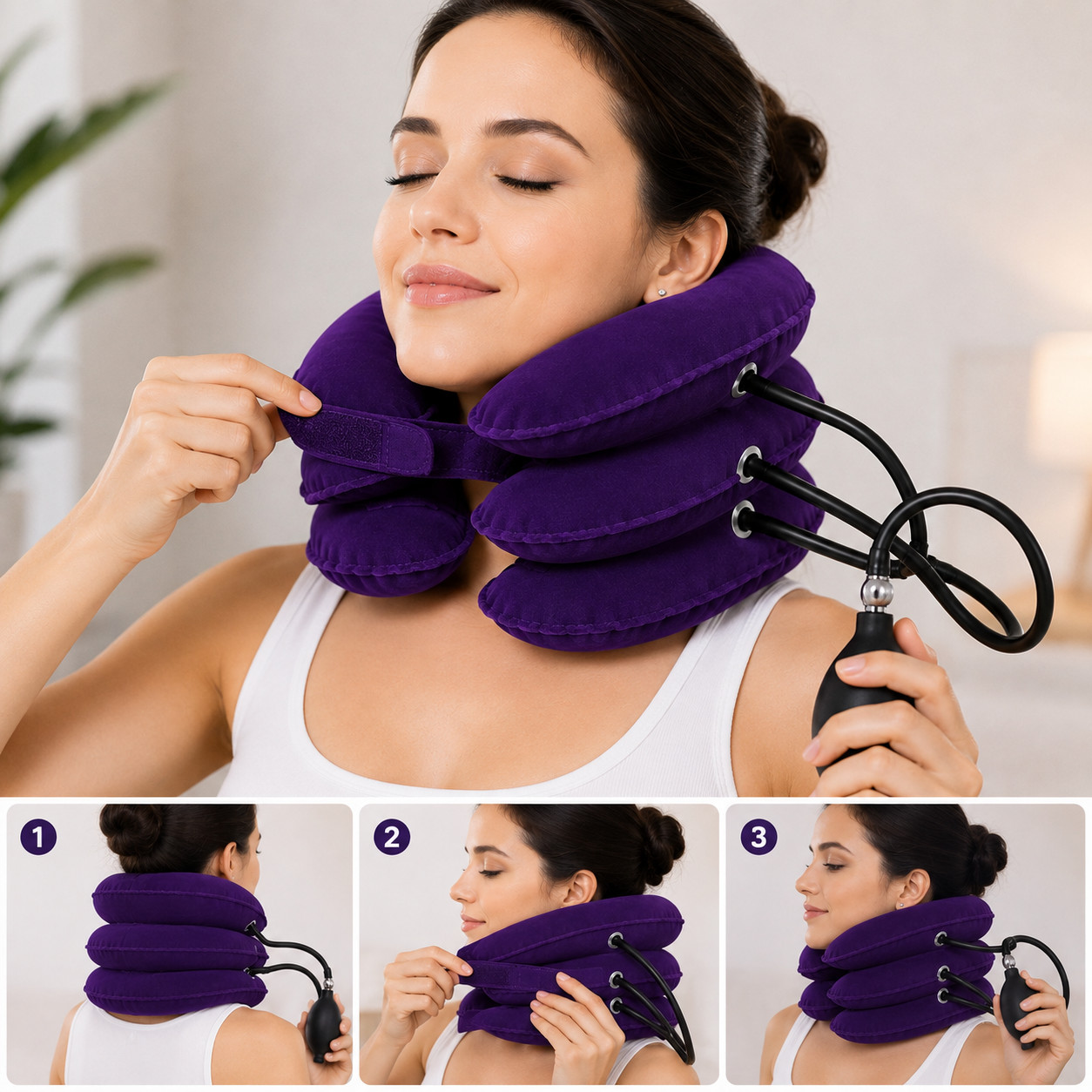 Cervical Traction Device Neck Stretcher Adjustable Neck Support Brace Pain Relie