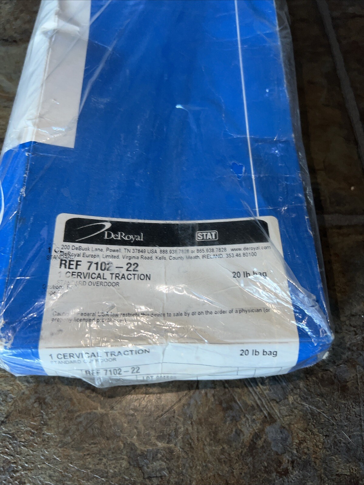 Deroyal Cervical Neck Traction Therapy Over-the-Door Device 20lb Bag New
