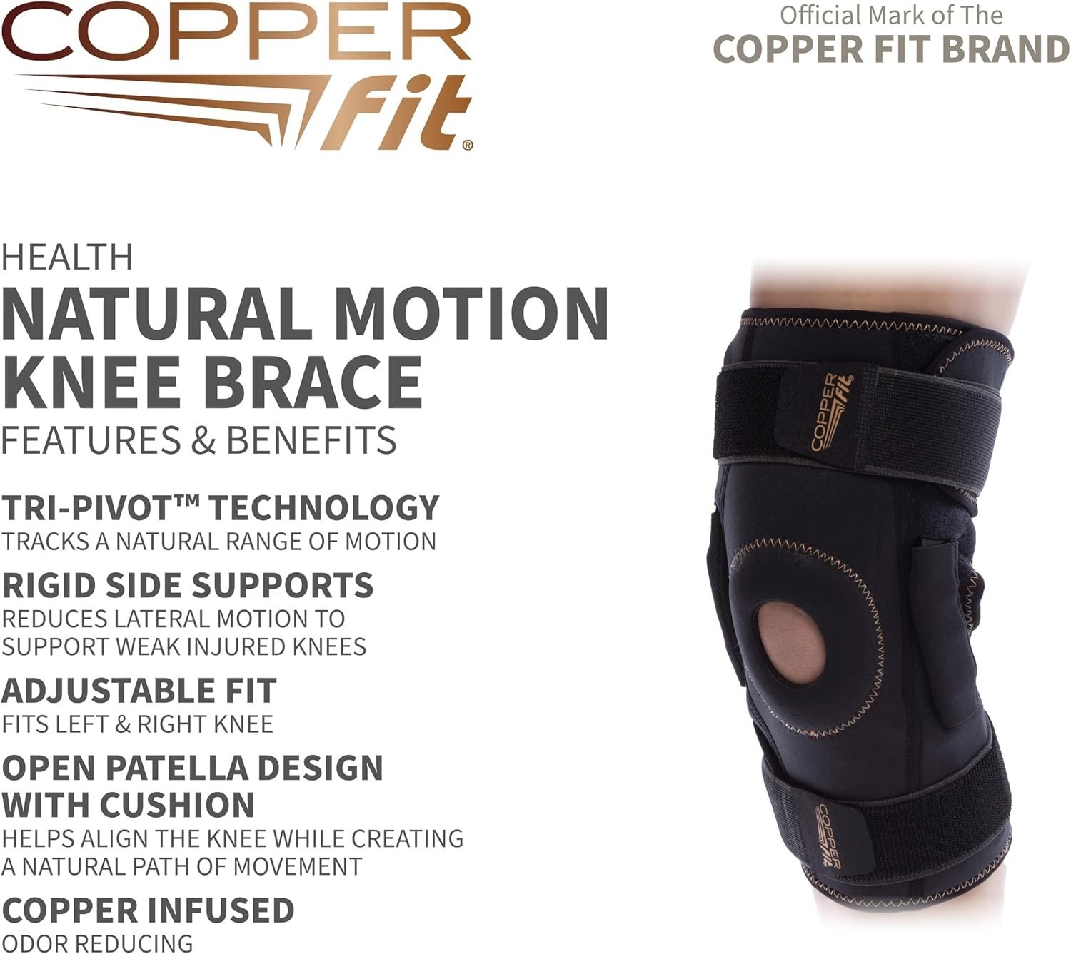 TRI-PIVOT Hinge Knee Brace – Adjustable, Odor-Reducing Support for Active Adults