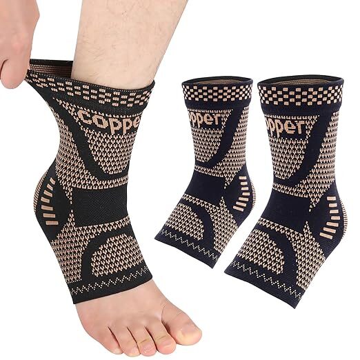 US Copper Ankle Foot Arch Support Brace Achilles Tendon Pain Relief Sleeve Sport
