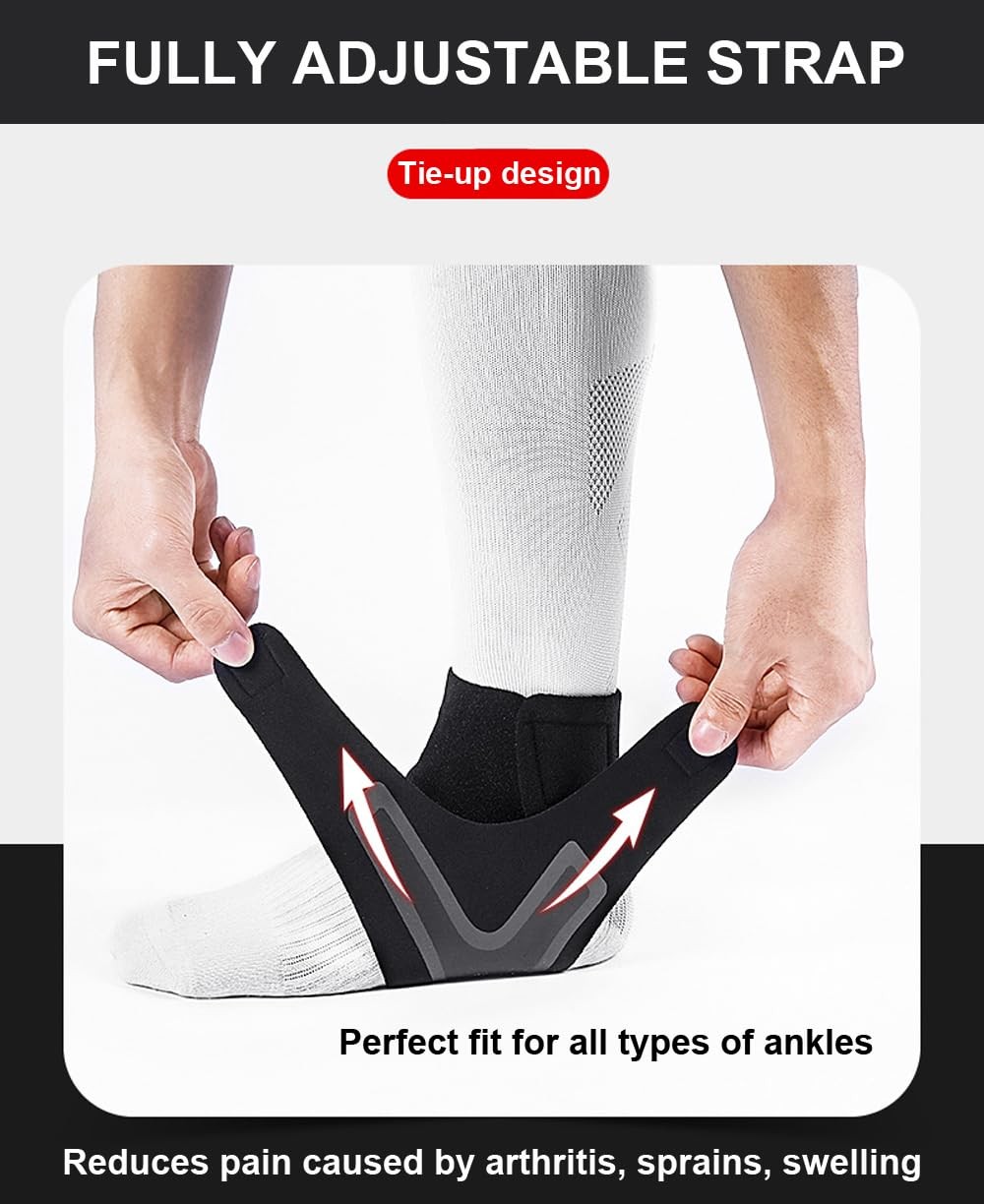 2 Pack Ankle Brace & Elastic Supports for Men & Women, Medium, Black