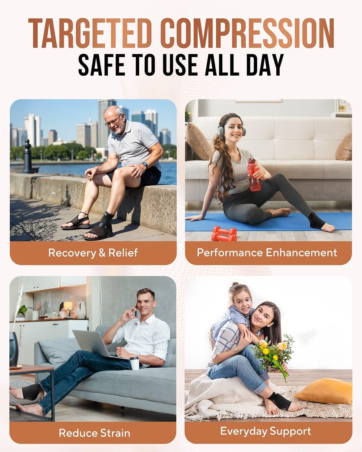 Copper Ankle Brace (2 Pack) — Compression Ankles Brace for Men & Women — Infu…