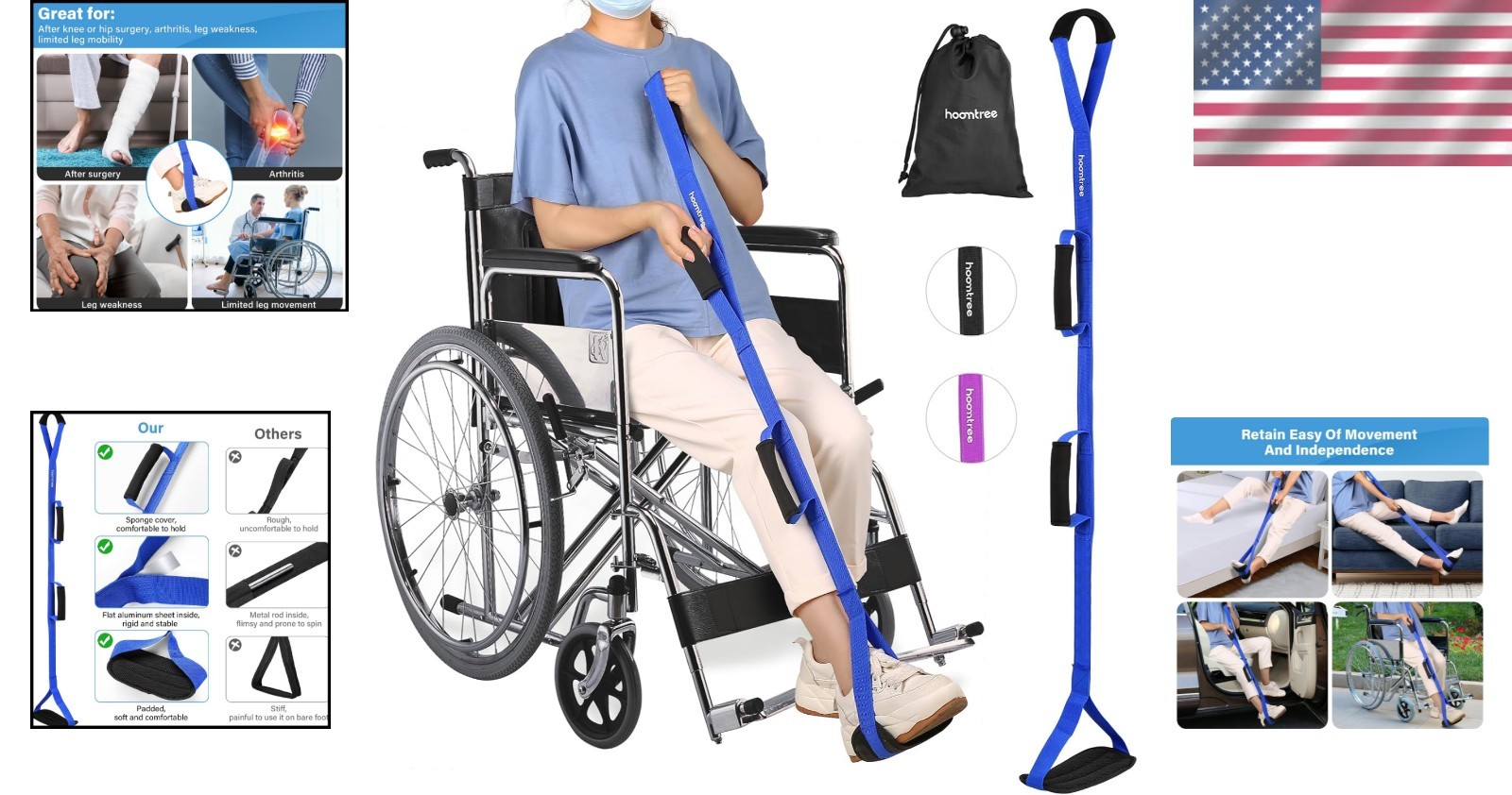 Lightweight 43-Inch Leg Lifter with Non-Slip Foot Loop – Independence Tool