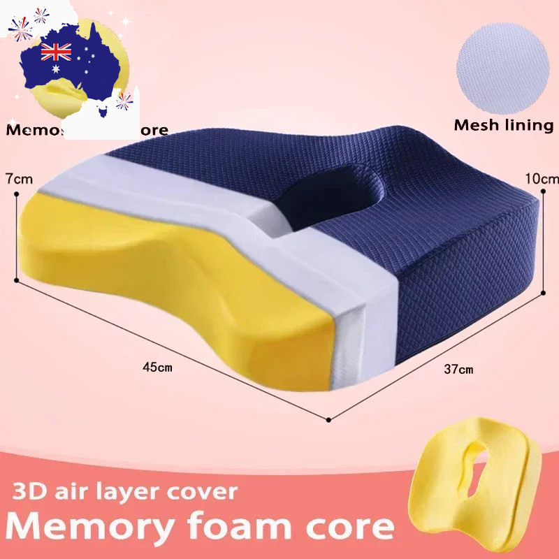 Memory Foam Seat Cushion Orthopedic Pillow Coccyx Office Chair Cushion Support W