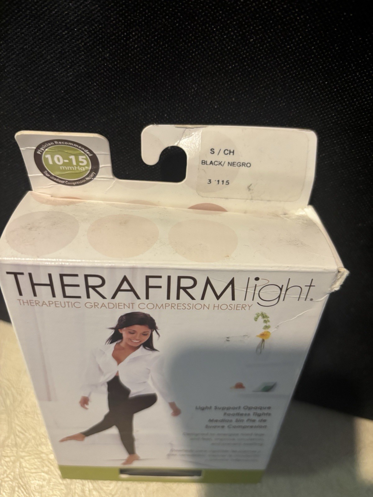 Therafirm light support opaque compression footless hose small black 10-15mmHg