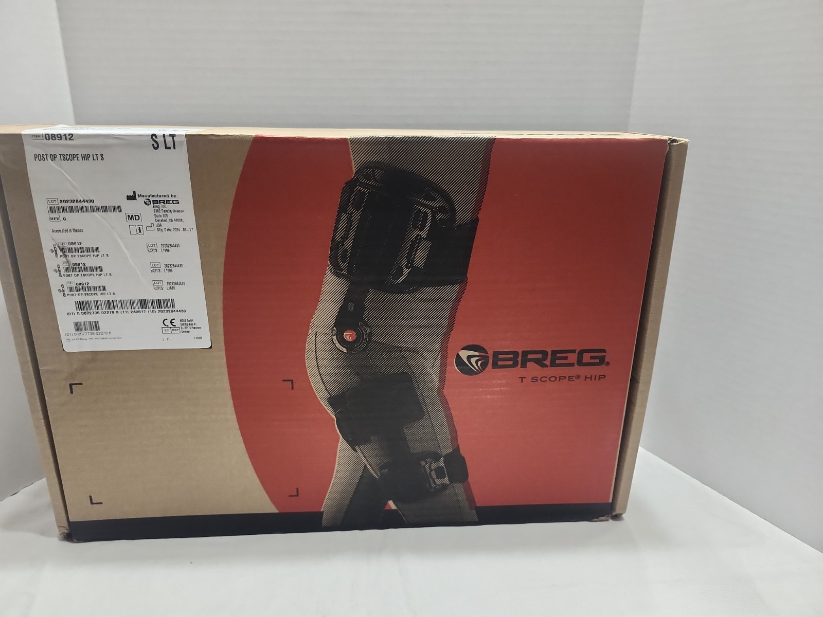 Breg T Scope Hip Post-Op Brace. In Box. Left Leg Size Small 24″-31″ Instructions