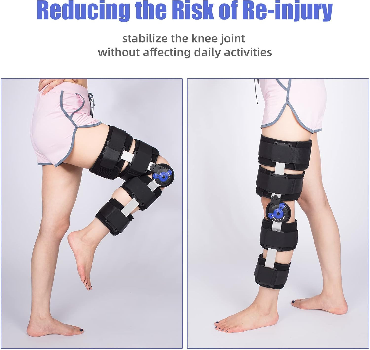 Hinged ROM Knee Brace Post Op Knee Brace Adjustable Knee Immobilizer Support wit