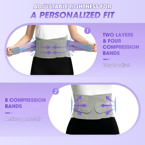 Back Support Belt, Adjustable Lower Back Brace, XL | 5 Removable X-Large Purple