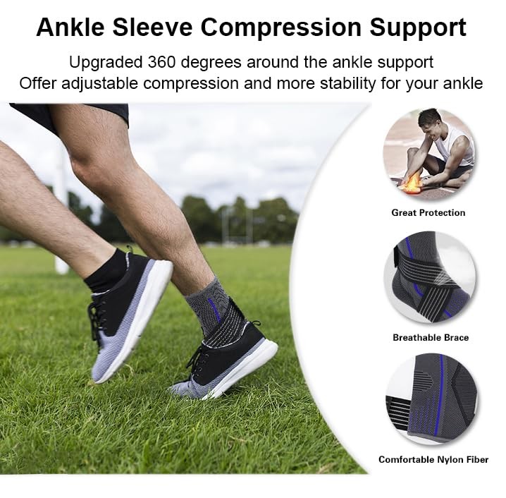 2 Pcs Ankle Support Brace Adjustable Foot Support Ankle Sleeves for Sports