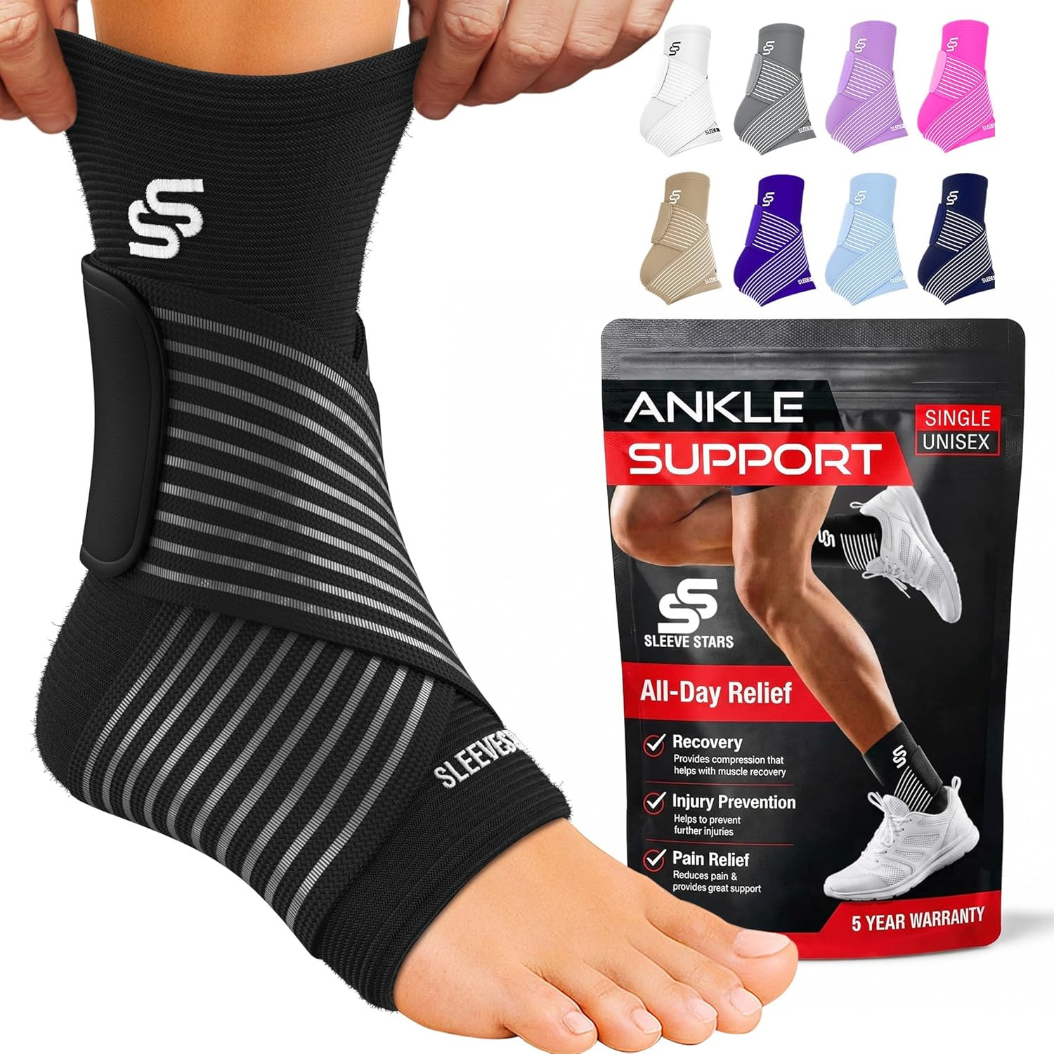 Sleeve Stars Ankle Brace for Women & Men, Ankle Wrap for Sprain, Compression Sle