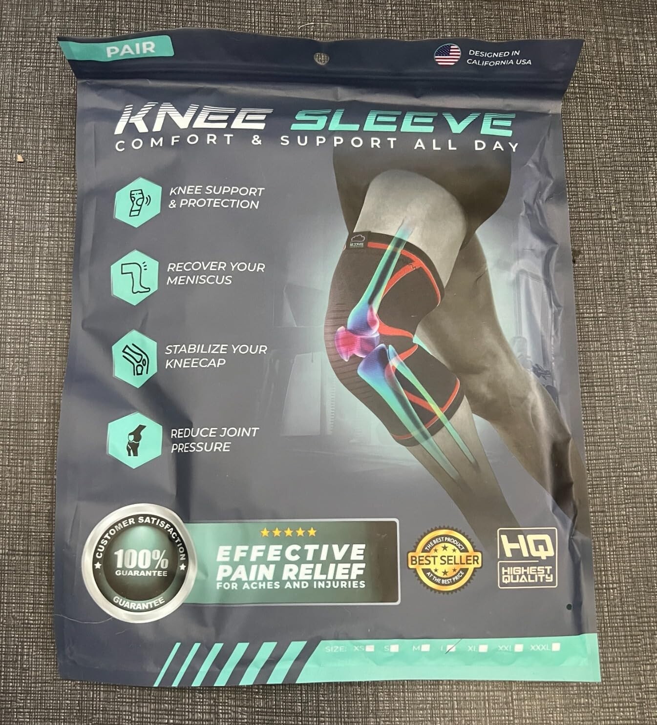 KNEE BRACE 2 Pack Modvel – Workout Compression Sleeve, Unisex, XL, choose color