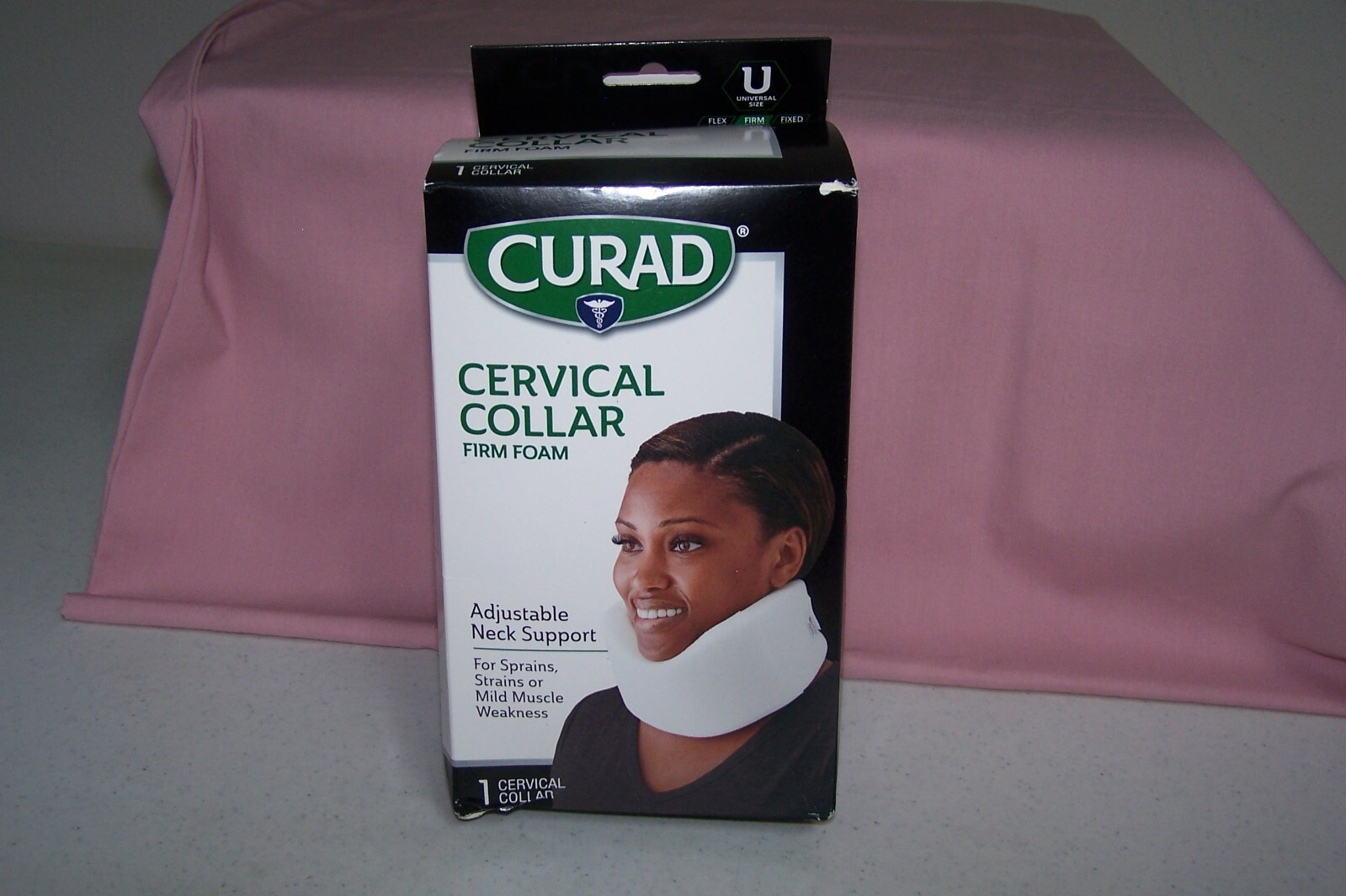 Curad Firm Foam Cervical Collar Adjustable Neck Support NEW for Sprains Strains