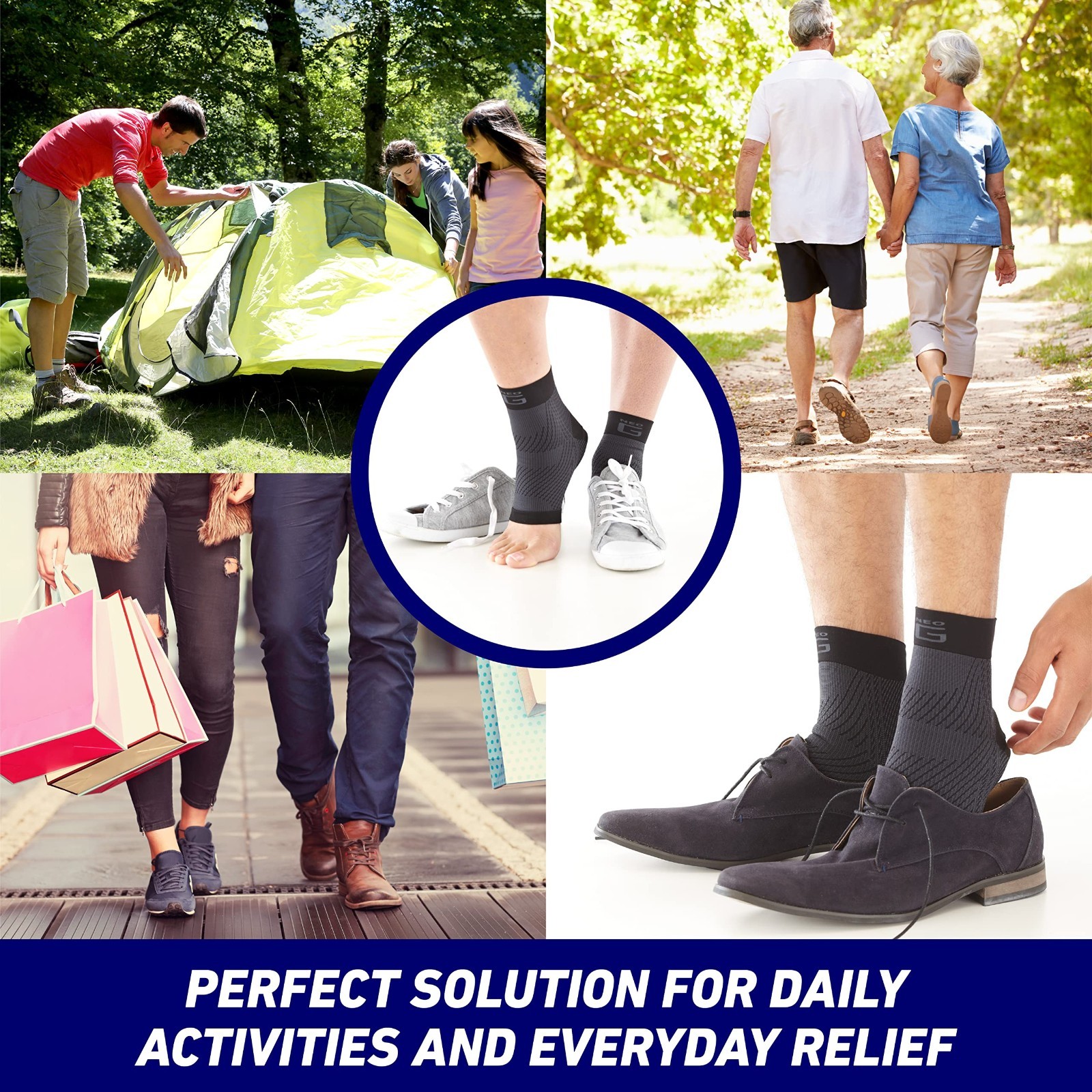 Plantar Fasciitis Compression Socks – Heel & Arch Pain Relief, Silicone Cushion