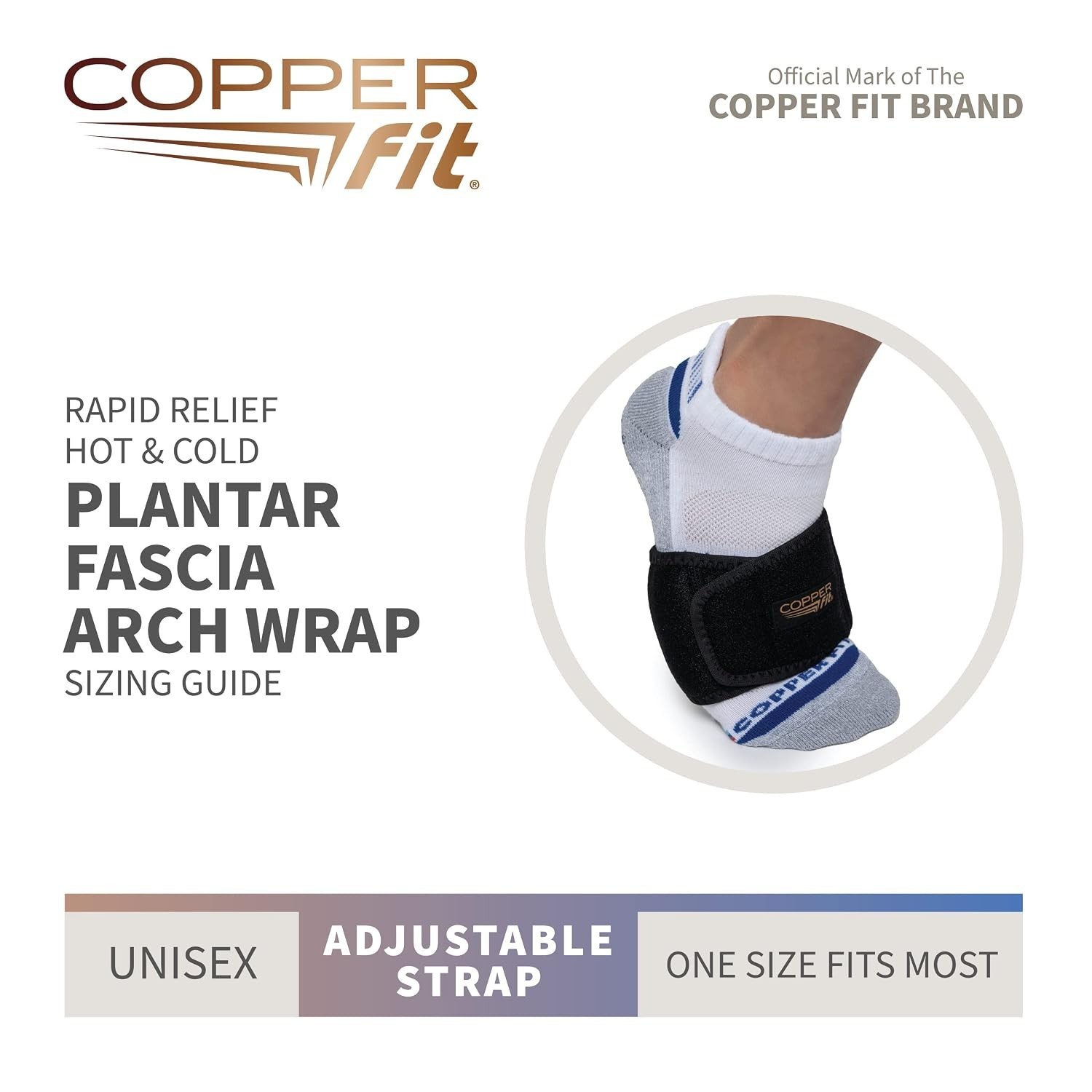 Copper-Infused Adjustable Foot Wrap for Pain Relief with Hot/Cold Therapy