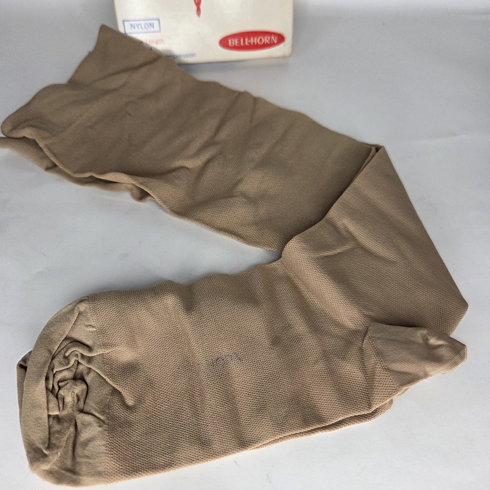 Vintage Bell-Horn Sz Medium Beige Anti-Embolism Knee Length Closed Toe Stockings