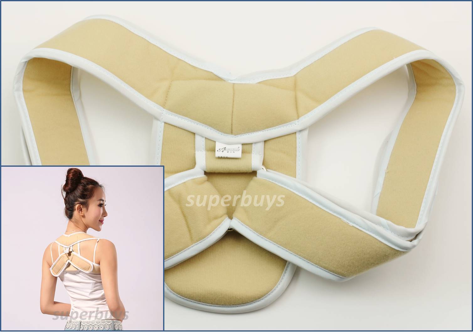 S Skin Tone Posture Support Corrector Back Straight Shoulder Brace Strap Correct