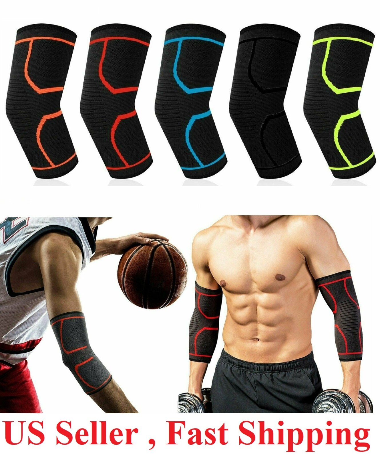 1 Elbow Brace Compression Support Sleeve Arthritis Tendonitis Reduce Joint Pain