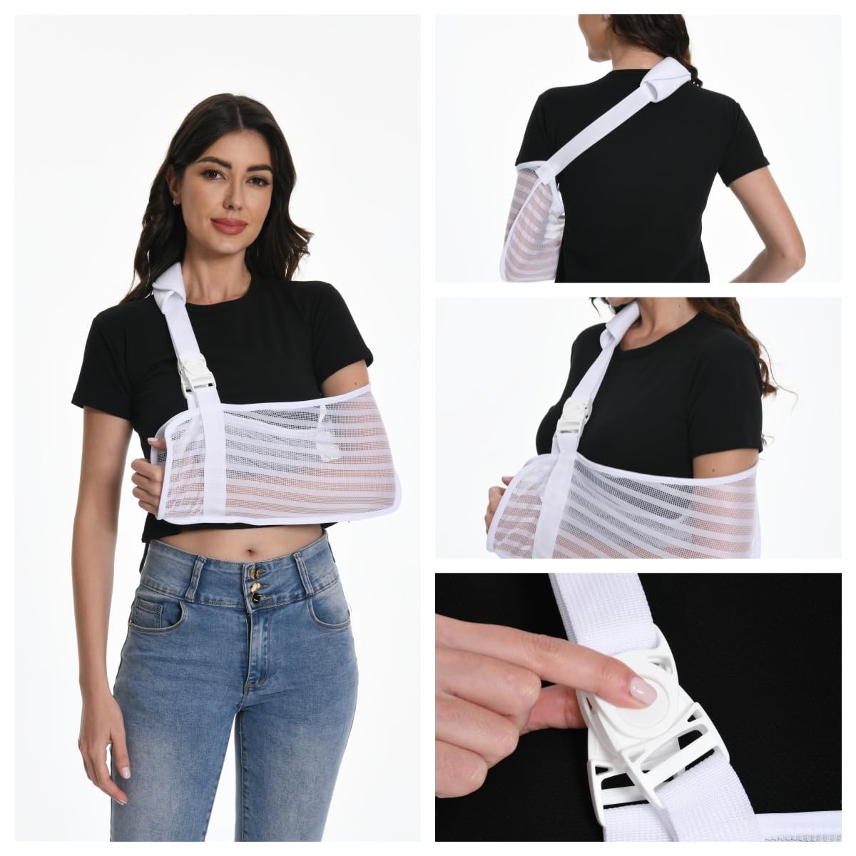 Arm Sling Broken Arm Torn Rotator Cuff Shoulder Elbow Support Brace White