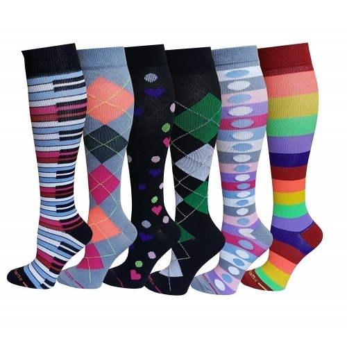 6 Pairs 15-20 mmHg Sports ,Travelers , Anti-Fatigue , Compression Socks 9-11