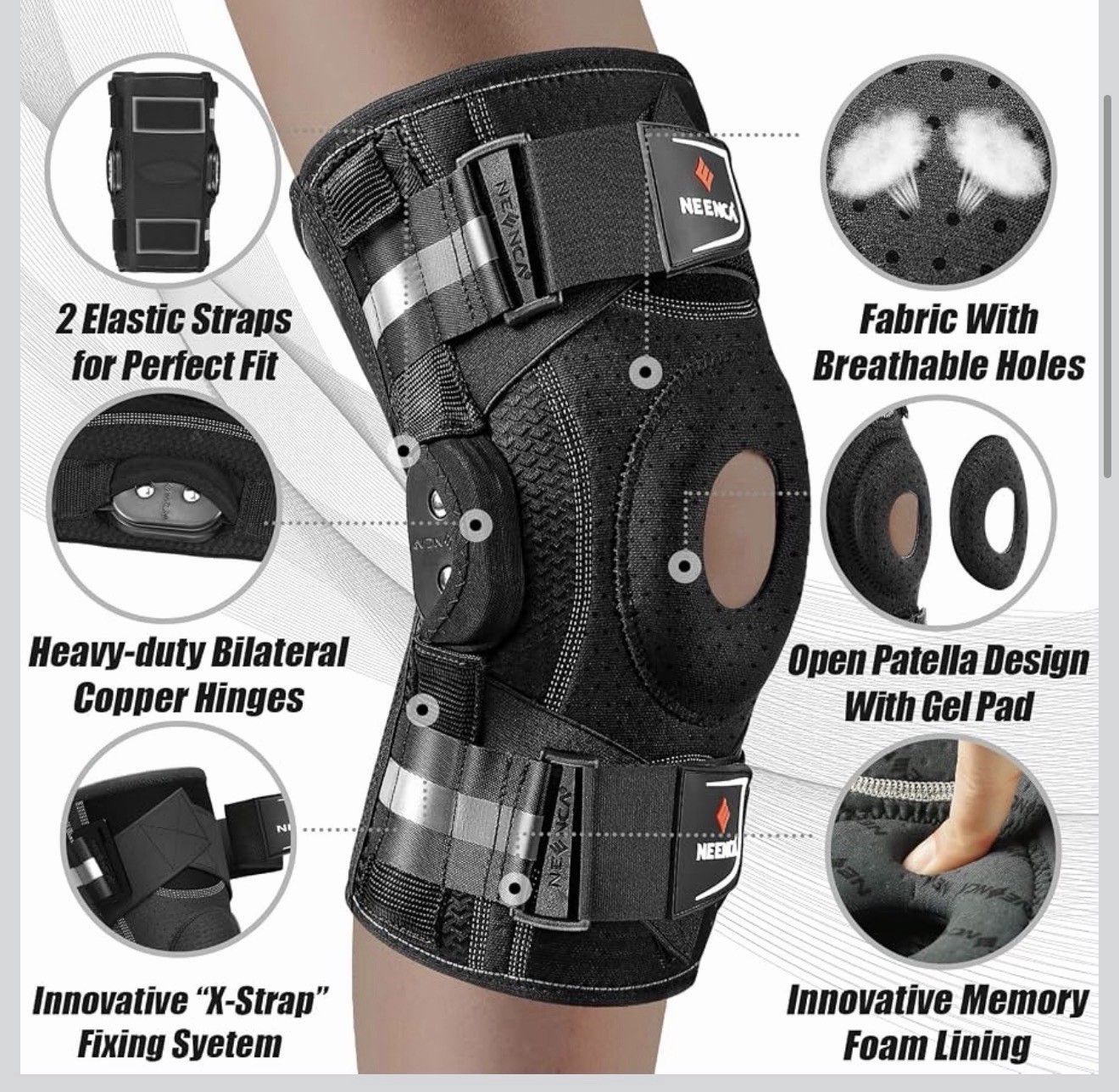 NEENCA Professional Knee Brace, Hinged Knee Support for Women & Men. Medium