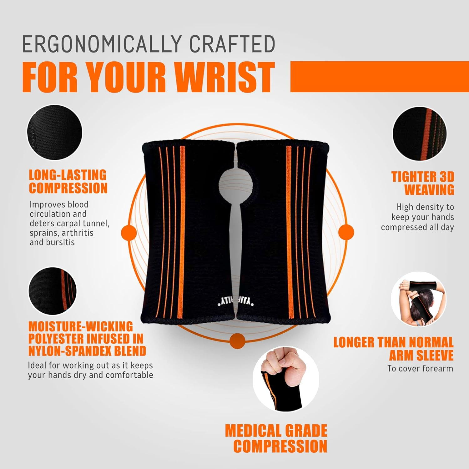 ® – Forearm and Wrist Brace for Carpal Tunnel & Exercise, Moisture-Wicking Adjus
