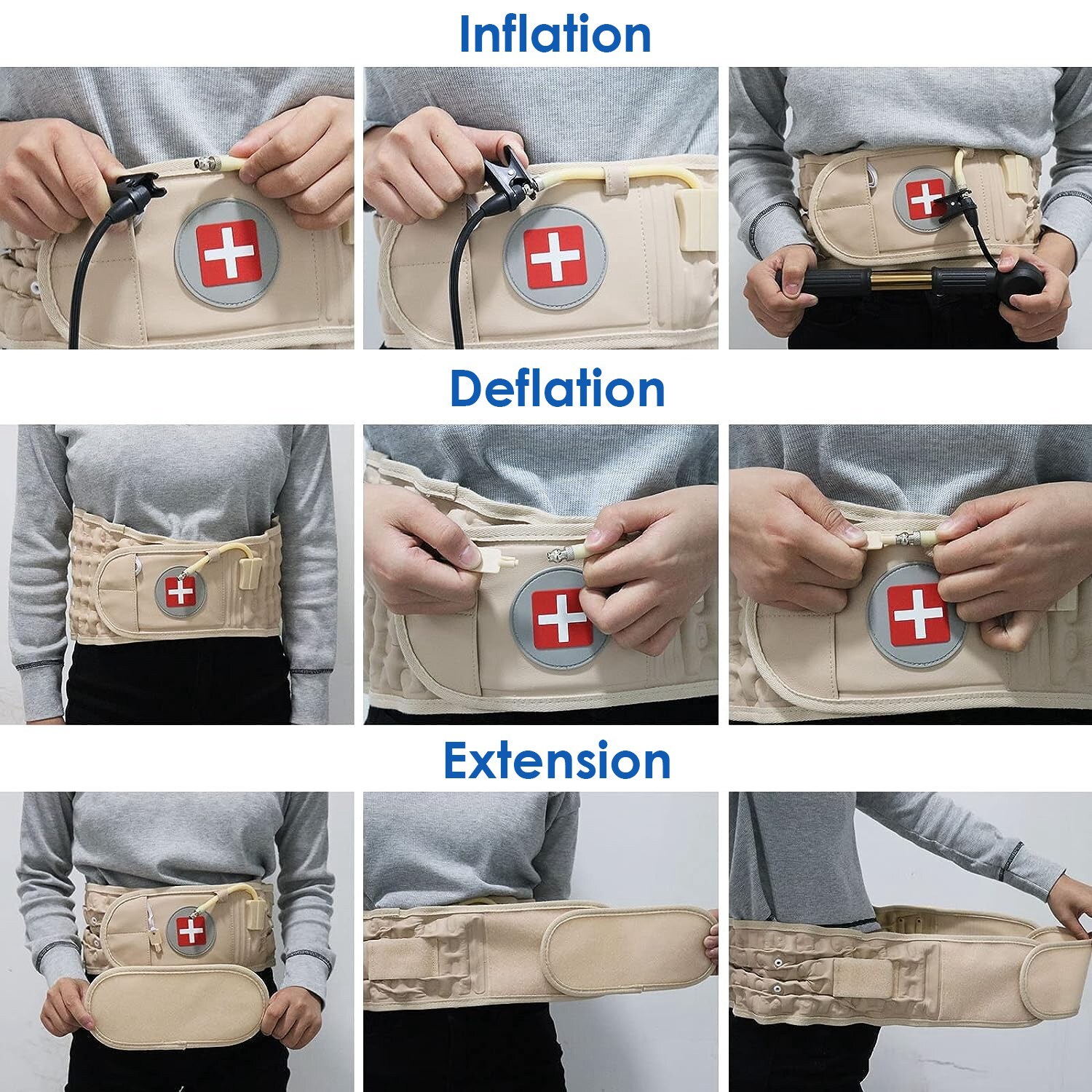 Inflatable Decompression Belt Back Brace Lumbar Support with Pump