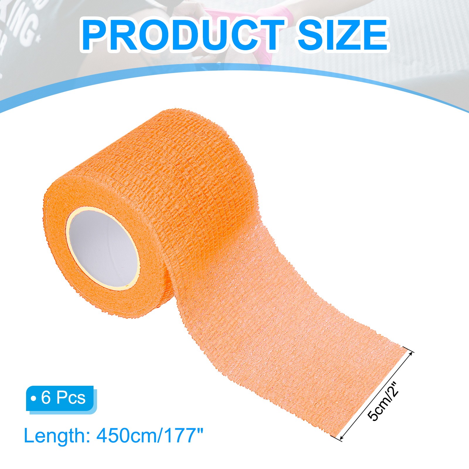 2″ x 177″ 12 Pcs Self Adhesive Bandage Wrap Elastic Self Tape Orange