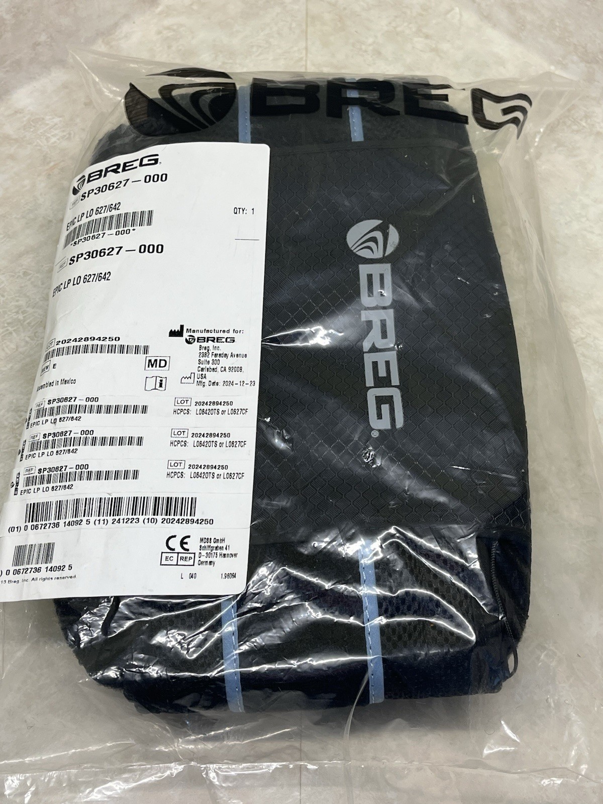 Breg Epic LP LO 627/642 Back Brace Black New Sealed SP30627 – 000