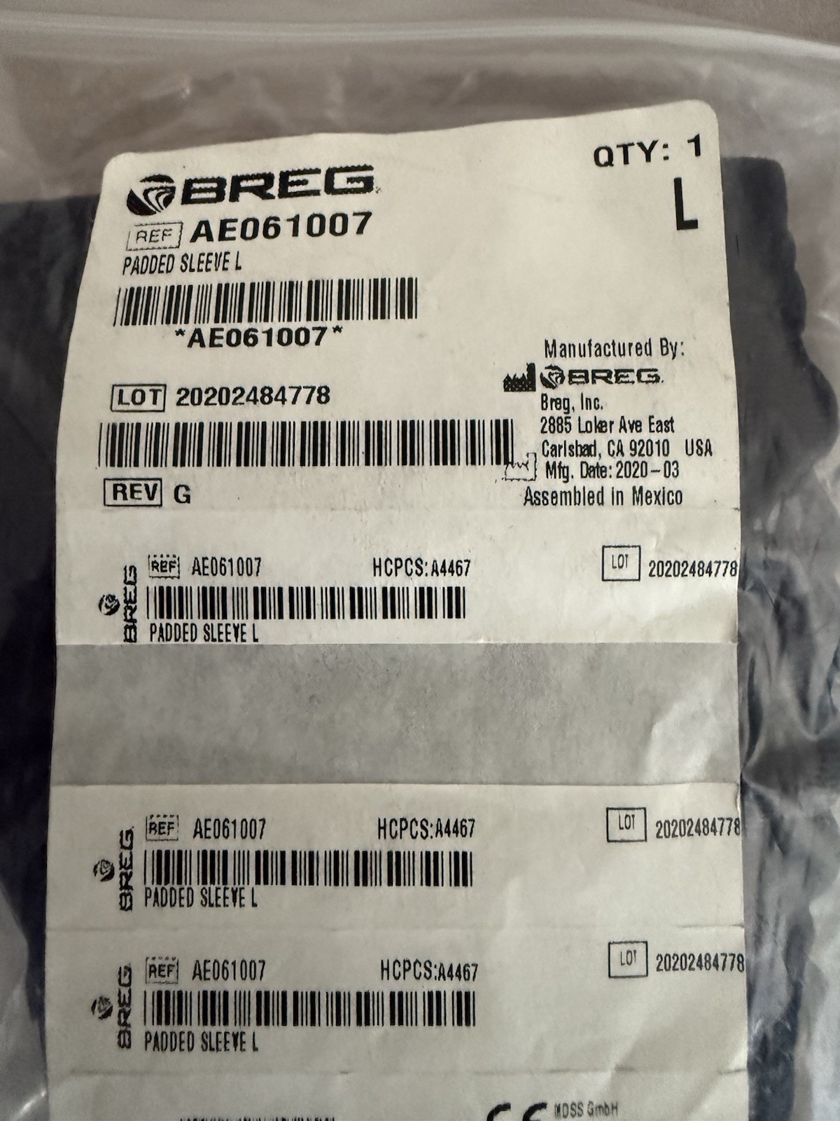 Breg Padded Arm Sleeve Large AE061007