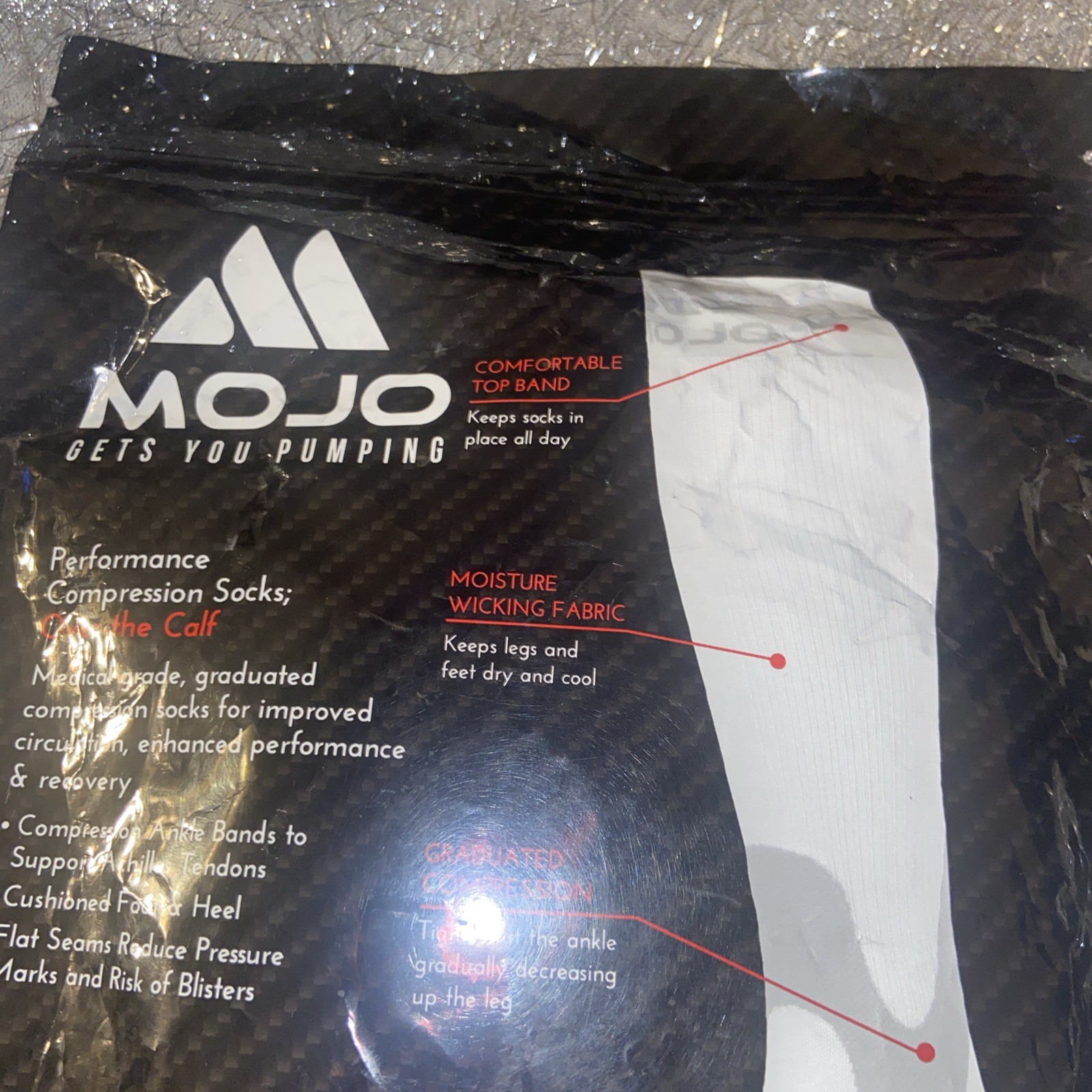 Mojo Compression Socks 20-30mmHg Sz Small New Sealed Over-the Calf 1 pair