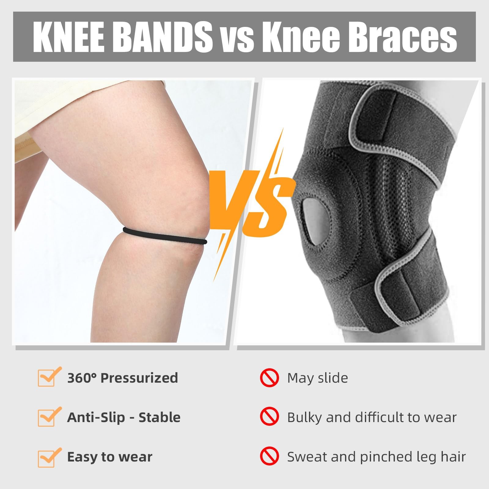 Silicone Patella Knee Band for Basketball Patella Tendon Support Knee Pain Ru…