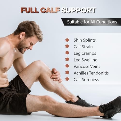 Copper Calf Compression Sleeves for Men & Women – Premium High Medium Black