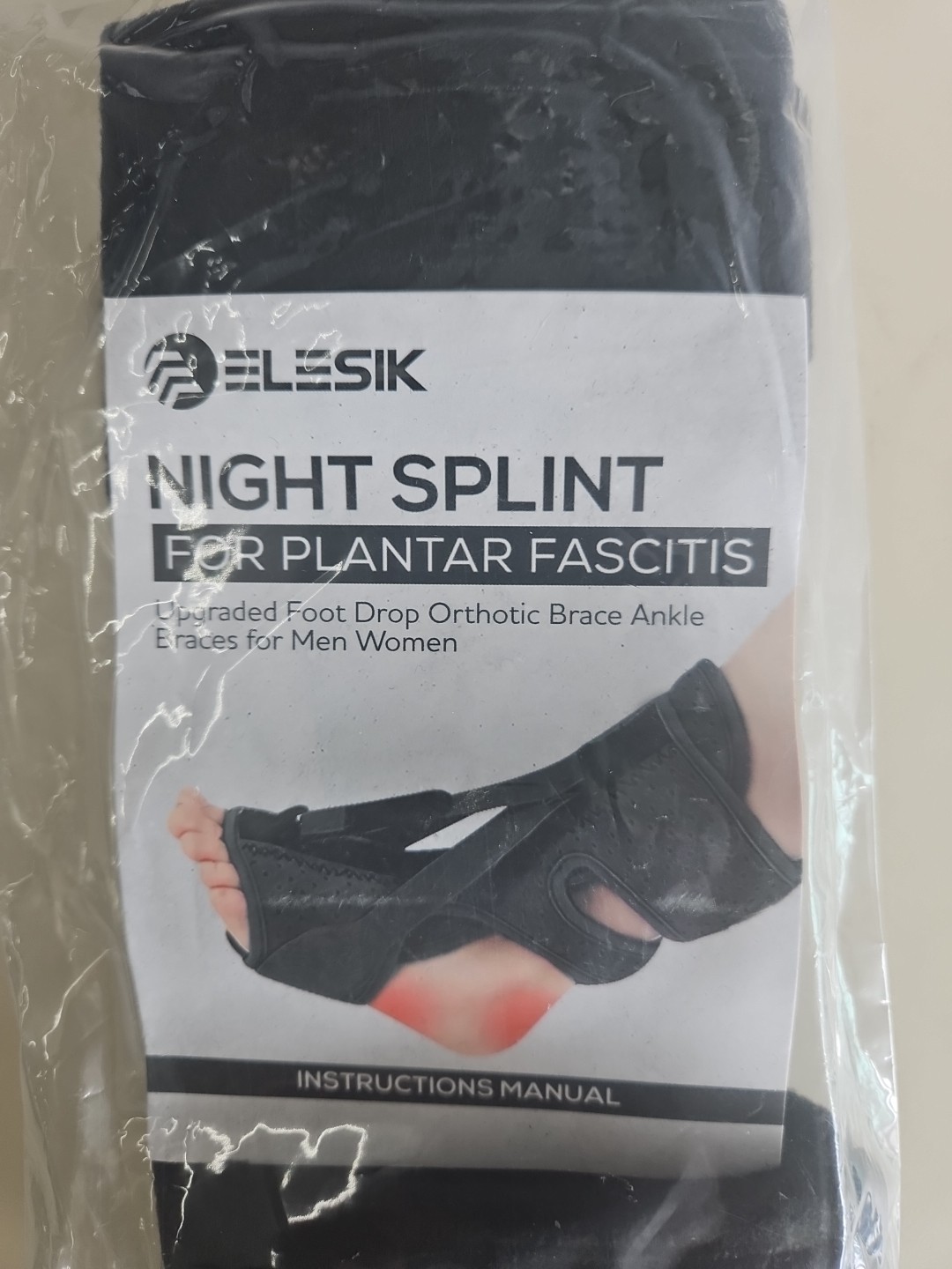 Elesik Night Splint For Plantar Fasciitis Men Women Foot Pain Ankle Brace