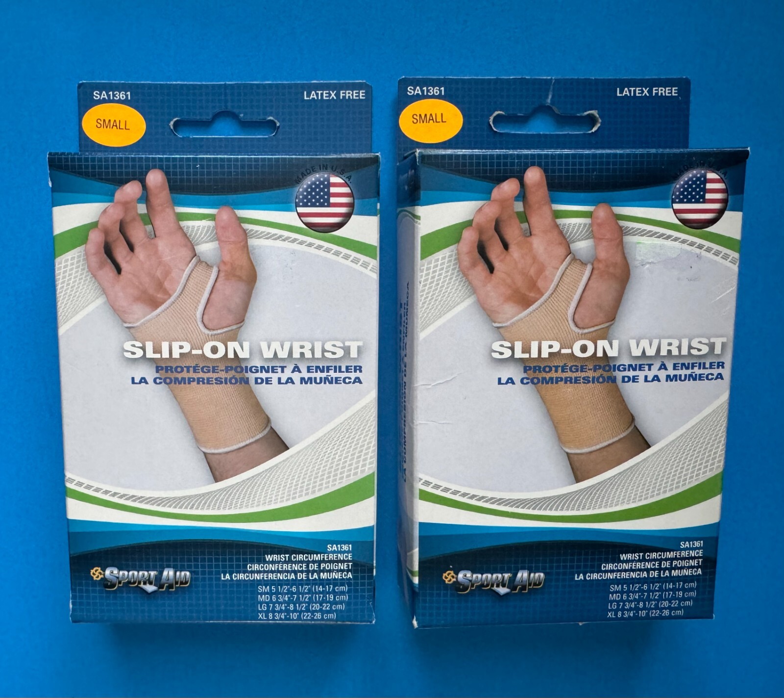 2 Sport Aid Slip-On Wrist Support Compression Brace Small or Large “Choose` New
