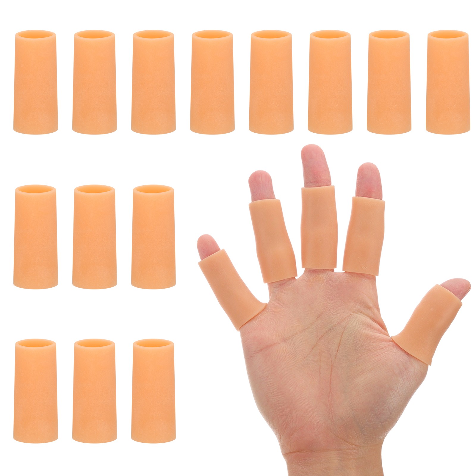 14 Pcs 1.2″x1.18″ Gel Finger Cots Silicone Finger Protector Support Beige