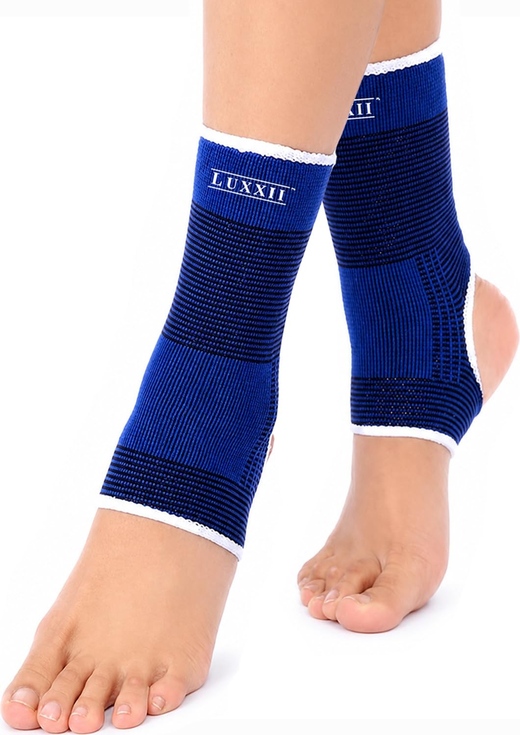 LUXXII 2 Pack Compression Ankle Brace Support 2 Count (Pack of 1), White