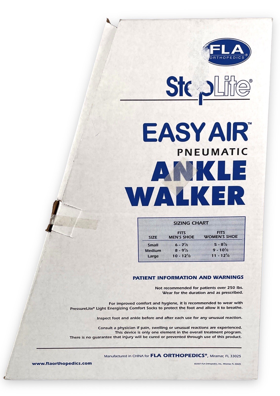 NEW – FLA Orthopedics StepLite Easy Air Pneumatic Ankle Walker Med High Height