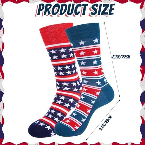 2 Pairs 4th of July Socks for Women Men Patriotic Red White and Blue Star